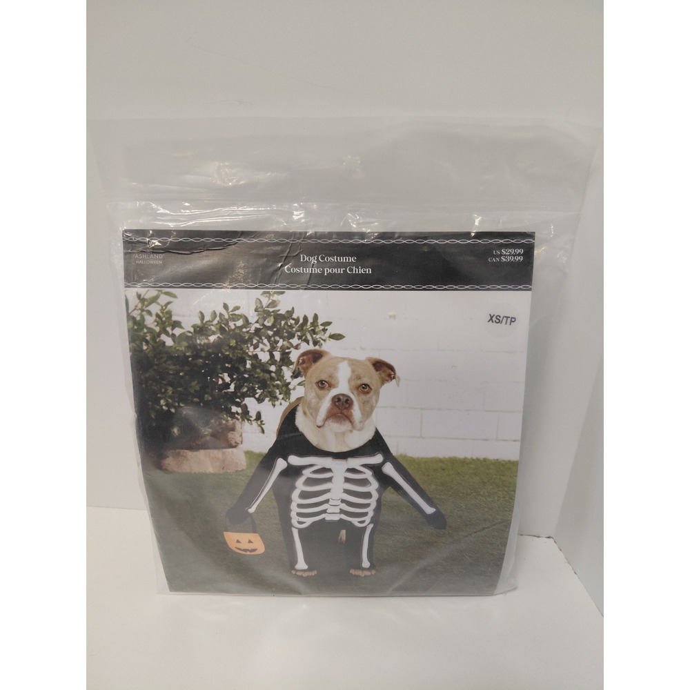 Ashland Halloween Skeleton Dog Costume XS Black White New